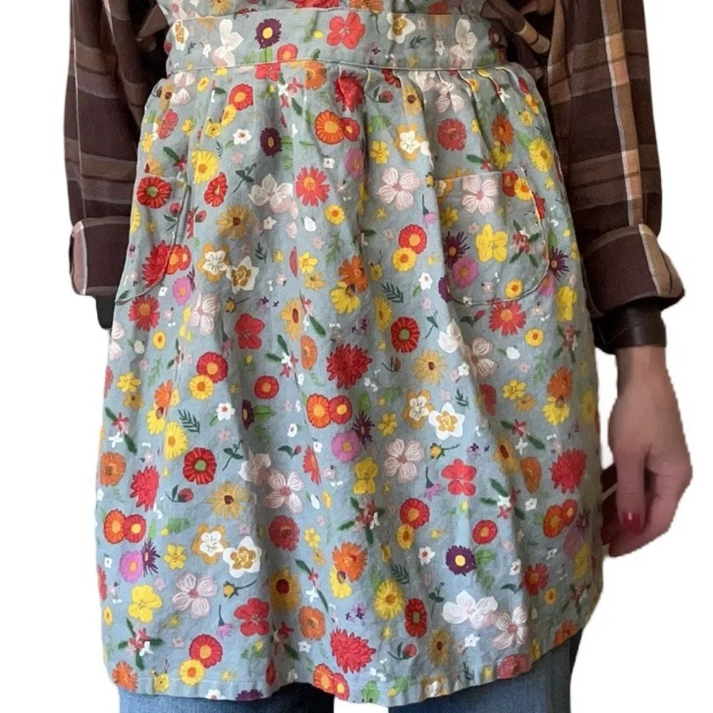 Now Designs Cotton Whimsy Blue Pink Cottage Floral Classic Apron